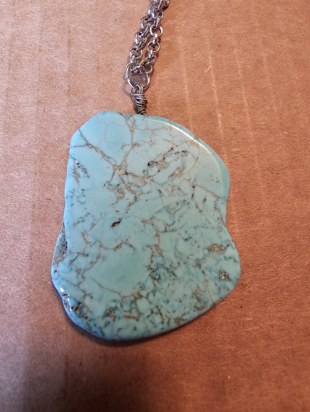 Turquoise Stone Pendant Necklace - Blue